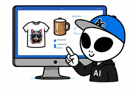 商品・仕様を選択するキャラクターイラスト
